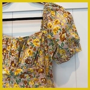 ASTR The Label Floral Puff Sleeve Mini Dress Cottagecore‎ Women's
